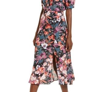 Julia Jordon Floral Puff Sleeve Midi Dress